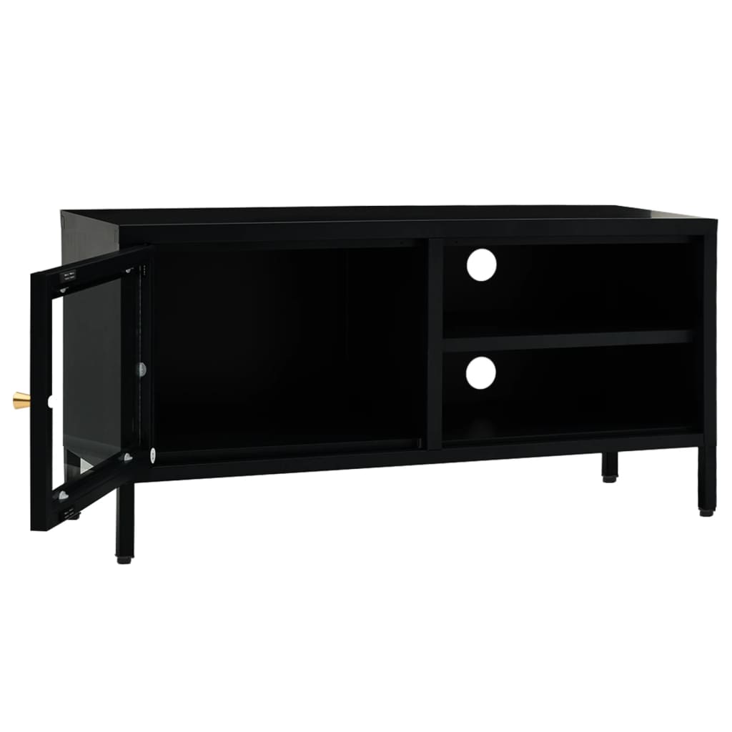 vidaXL TV Stand TV Console Sideboard TV Unit Home Media Unit Steel and Glass