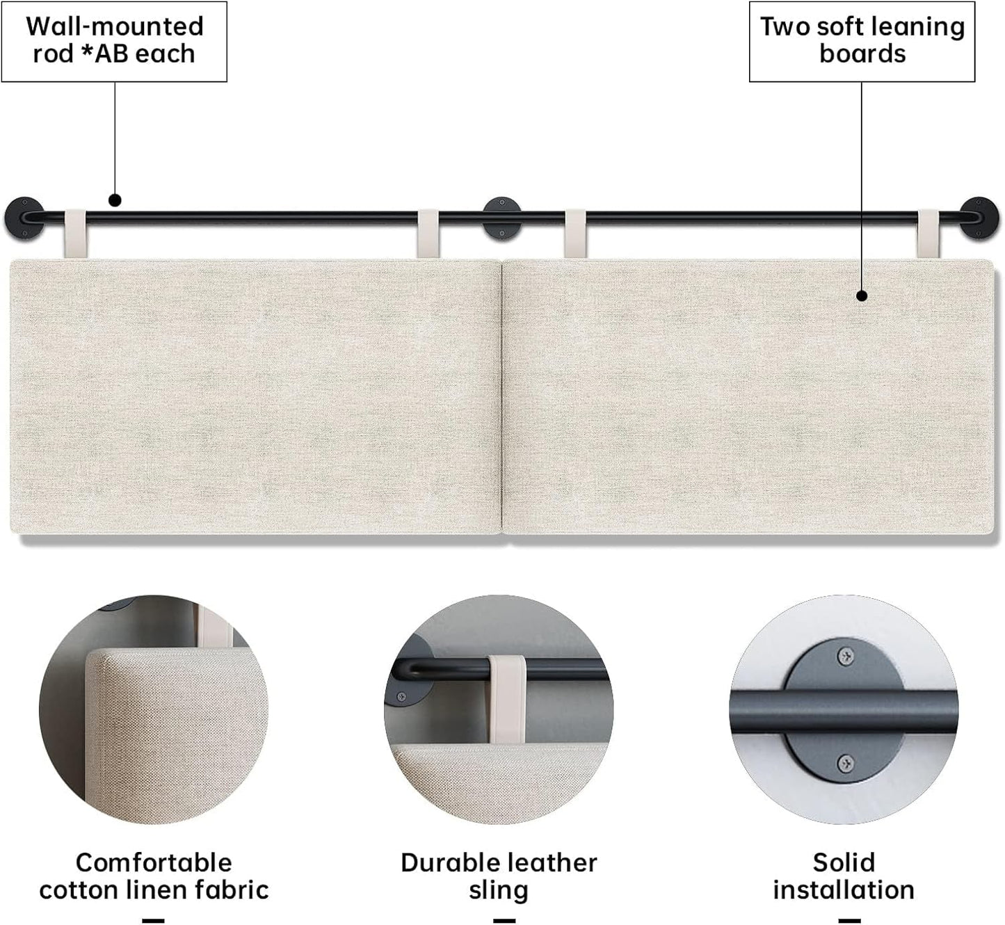 Adjustable Wall Mounted Queen Size Headboard with Tufting