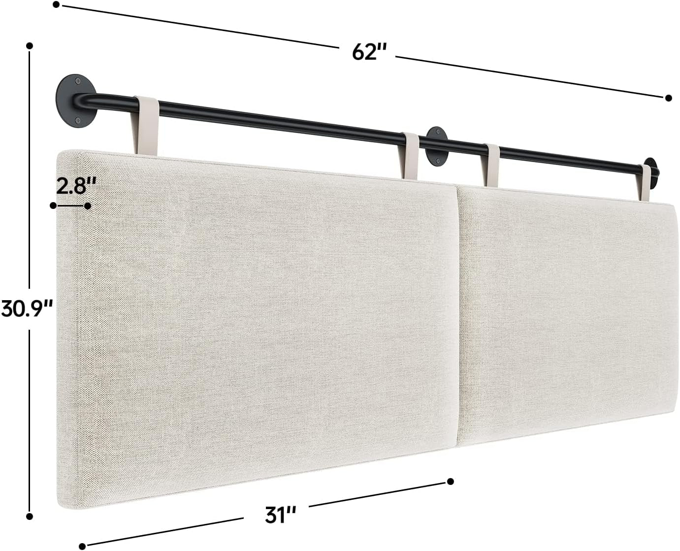 Adjustable Wall Mounted Queen Size Headboard with Tufting