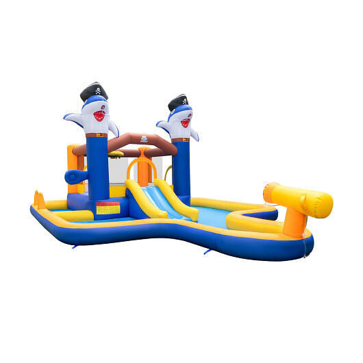 7-In-1 Water Slide Park with Splash Pool and Water Cannon with 750W Blower