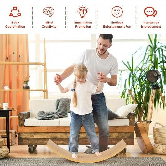 35.5 Inch Wooden Wobble Balance Board for Toddler and Adult