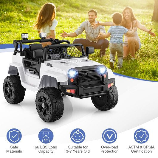 12V Kids Ride On Truck with Remote Control and Headlights-Black