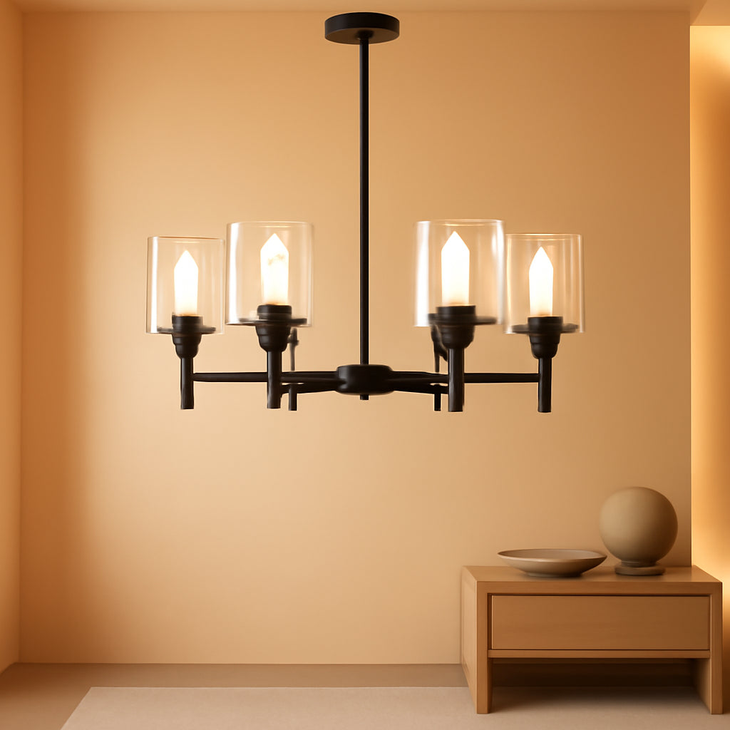 Black Six Light Dining Room Chandelier Crystal Aura