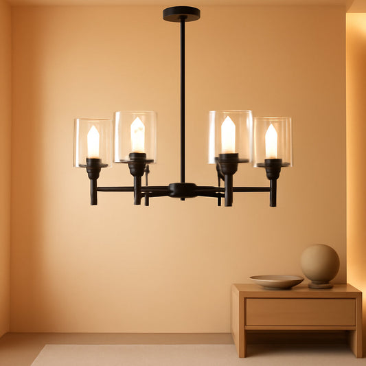 Black Six Light Dining Room Chandelier Crystal Aura