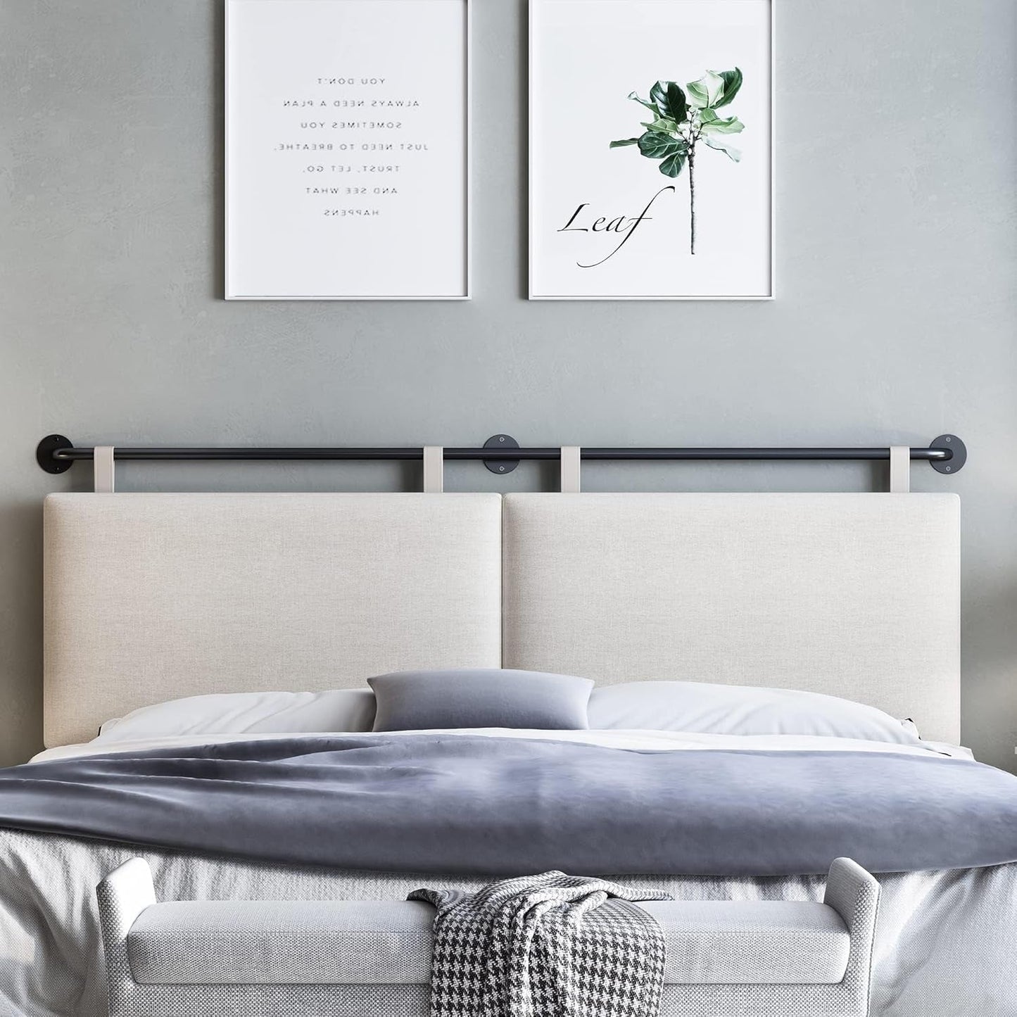 Adjustable Wall Mounted Queen Size Headboard with Tufting